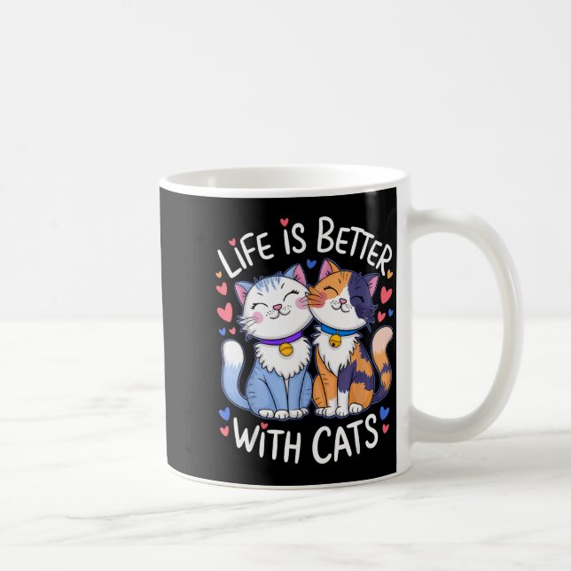 Life Is Better With Cats Cute Cat Lover Valentine' Coffee Mug (Right)