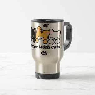 Life Is Better with Cats Cute Cat Sticker Travel Mug