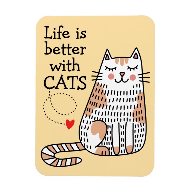 Life Is Better With Cats Doodle Magnet (Vertical)