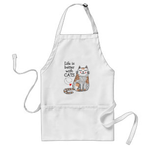 Life Is Better With Cats Doodle Standard Apron