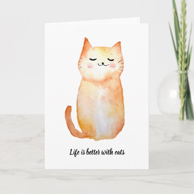 "Life is better with cats" greeting card (Front)