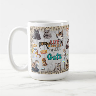 Life Is Better With Cats Personalise Coffee Mug