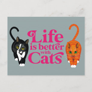 Life is better with cats Postcard