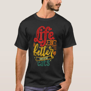 Life Is Better With Cats Vintage Distressed T-Shirt