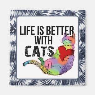Life is better with cats watercolor magnet