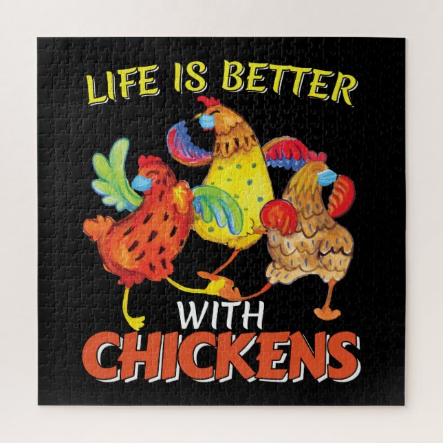 Life is Better with Chickens Jigsaw Puzzle (Vertical)