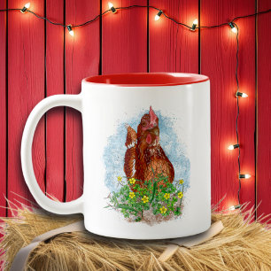 Life is Better with Chickens Two-Tone Coffee Mug