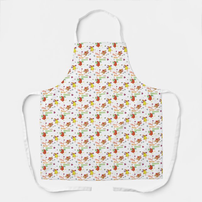 Life is Better with Chickens Watercolor Art Apron (Front)