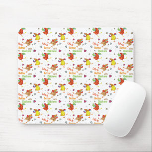 Life is Better with Chickens Watercolor Art Mouse Mat
