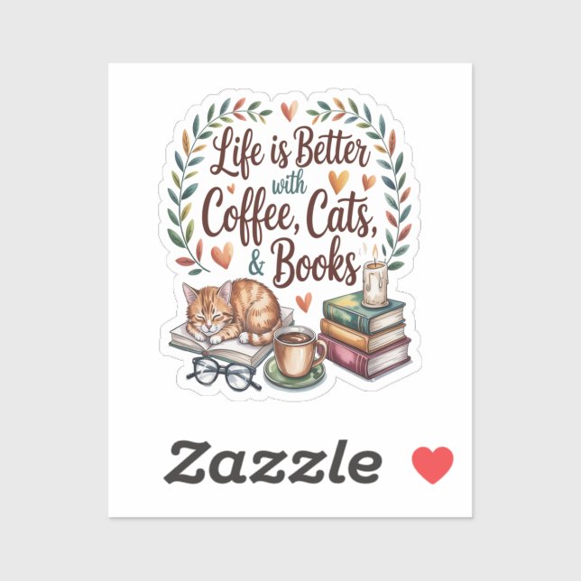 Life Is Better with Coffee Cats Books (Sheet)