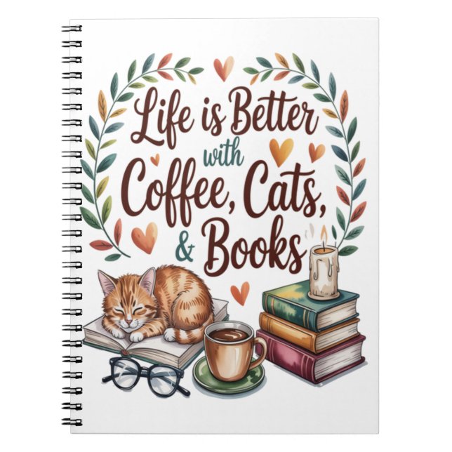 Life Is Better with Coffee Cats Books (Front)