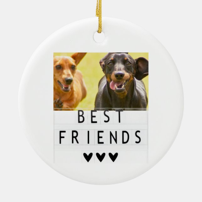 Life is better with Dachshunds Best Friends Photo Ceramic Tree Decoration (Back)