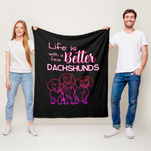 Life is better with Dachshunds neon pink doodle Fleece Blanket