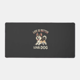Life Is Better With Dog Cartoon Desk Mat