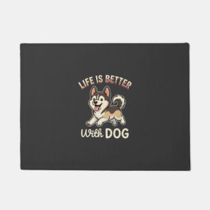 Life Is Better With Dog Cartoon Doormat
