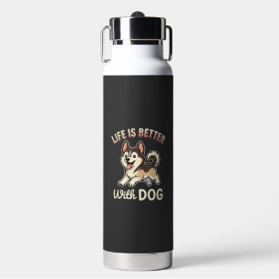 Life Is Better With Dog Cartoon Water Bottle