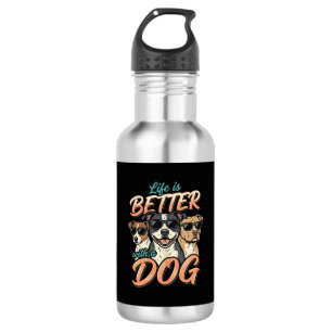 Life Is Better With Dog Vector 532 Ml Water Bottle