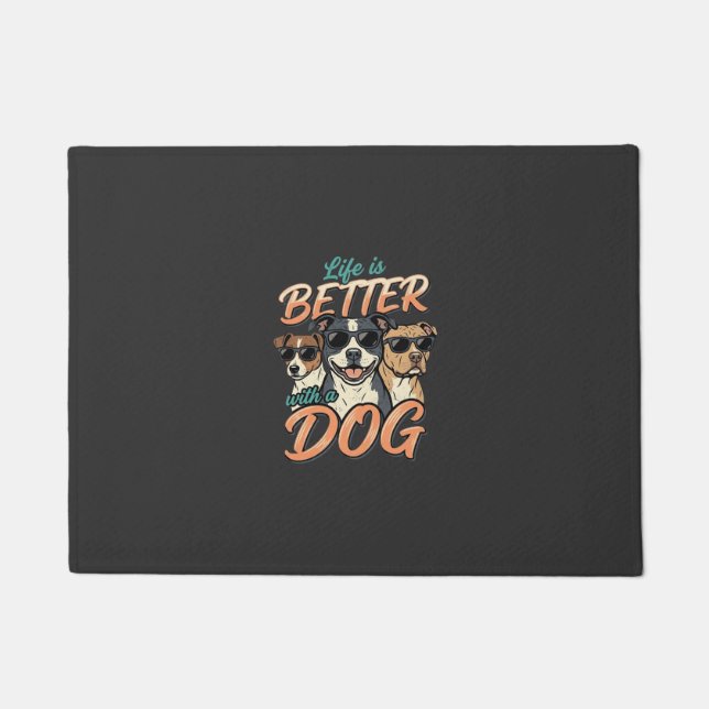 Life Is Better With Dog Vector Doormat (Front)