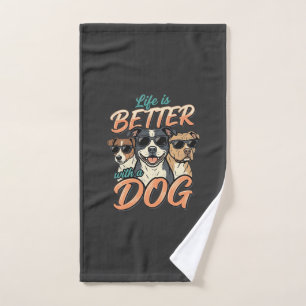 Life Is Better With Dog Vector Hand Towel