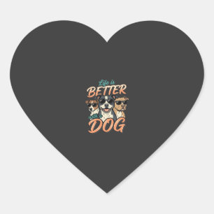 Life Is Better With Dog Vector Heart Sticker