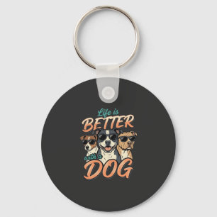 Life Is Better With Dog Vector Key Ring