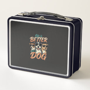 Life Is Better With Dog Vector Metal Lunch Box