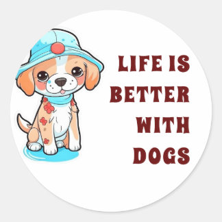life is better with dogs  classic round sticker