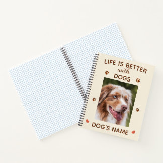 Life Is Better with Dogs – Cute Custom Pet Spiral  Notebook