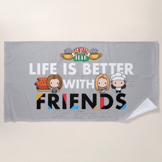 Life is Better with FRIENDS™ Chibi Art Beach Towel (Front)