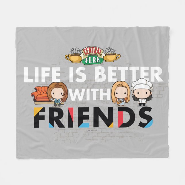 Life is Better with FRIENDS™ Chibi Art Fleece Blanket (Front (Horizontal))