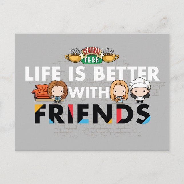 Life is Better with FRIENDS™ Chibi Art Invitation Postcard (Front)