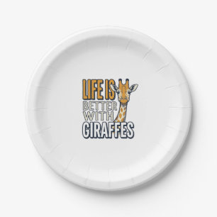 Life Is Better With Giraffes Vintage Shirt Design_ Paper Plate