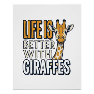 Life Is Better With Giraffes Vintage Shirt Design_ Poster