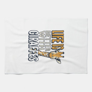 Life Is Better With Giraffes Vintage Shirt Design_ Tea Towel