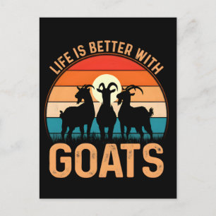 Life is better with goats holiday postcard