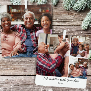 Life Is Better With Grandpa Christmas Photo Metal Tree Decoration
