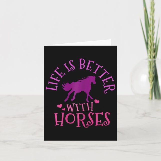 Life Is Better With Horses - Horseback Riding Ride Card (Front)
