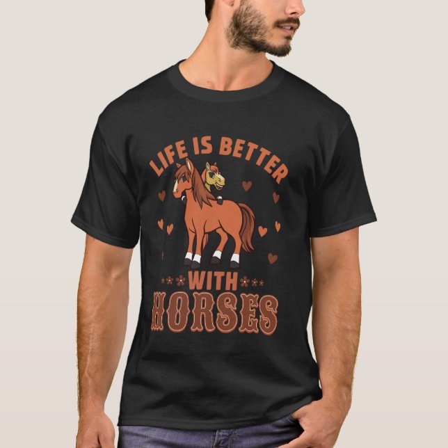 Life Is Better With Horses Kids Girls Horseback Ri T-Shirt (Front)