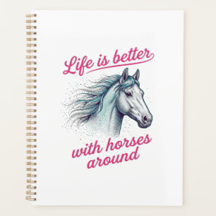Life Is Better With Horses Vintage Vector Design Planner