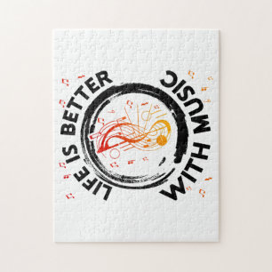 Life Is Better With Music Notes Musician Music Lov Jigsaw Puzzle