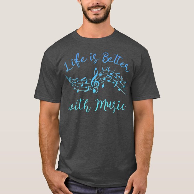 LIFE IS BETTER WITH MUSIC Notes n Girl Kid Women T-Shirt (Front)