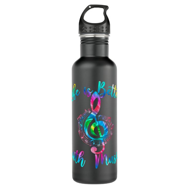 Life Is Better With Music Notes Teen Girl Women Mu 710 Ml Water Bottle (Front)