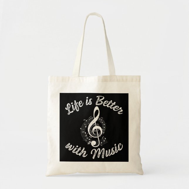 Life Is Better With Music Notes Teen Girl Women Mu Tote Bag (Front)