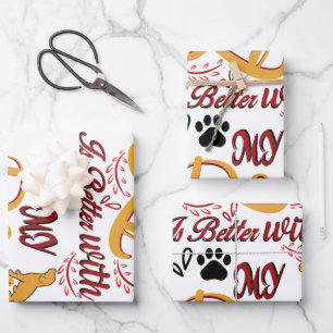 Life Is better With My Dogs Wrapping Paper Sheet