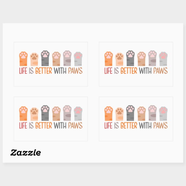 Life is Better with Paws Rectangular Sticker (Sheet)
