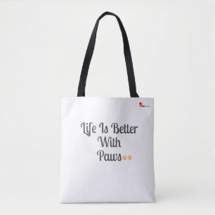 Life is Better with Paws Tote Bag Minimalist Dog