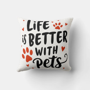 Life Is Better with Pets – Red Heart Pet Lover Cushion