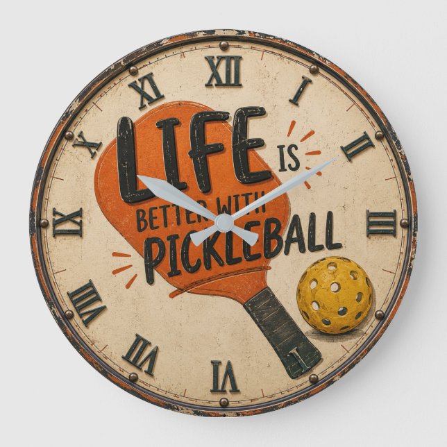 Life Is Better With Pickleball Paddle Large Clock (Front)