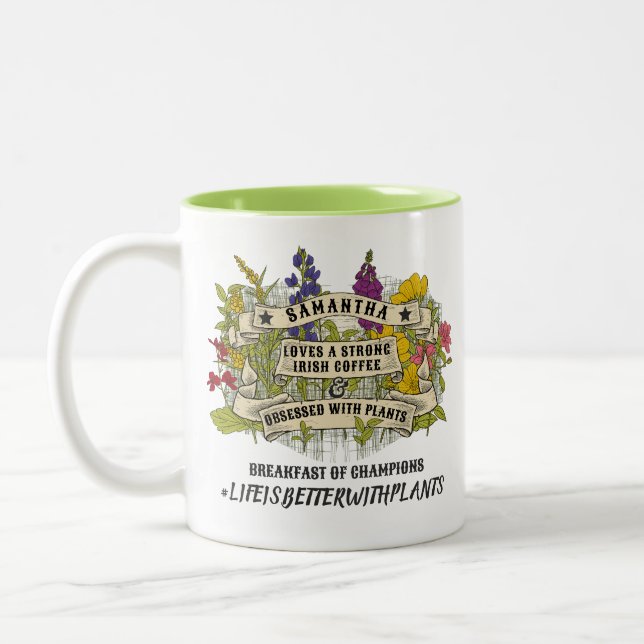 Life Is Better With Plant Personalised Plant Lover Two-Tone Coffee Mug (Left)