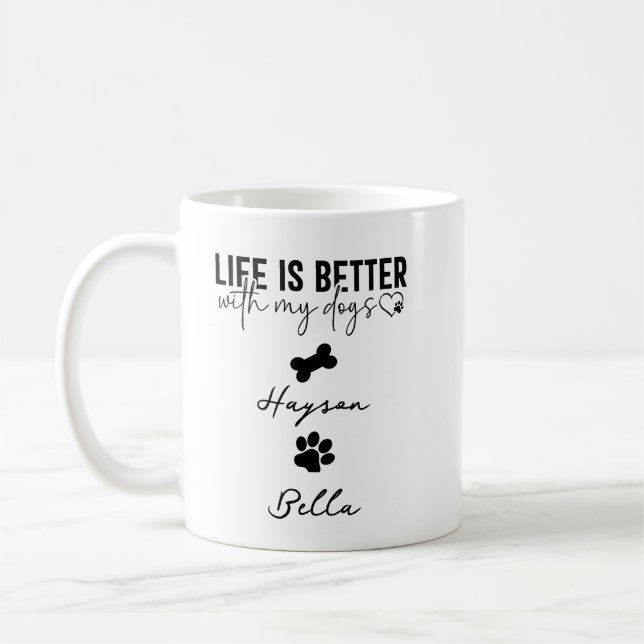 Life Is Better With Puppy Dogs Cute Dog Lover Coffee Mug (Left)
